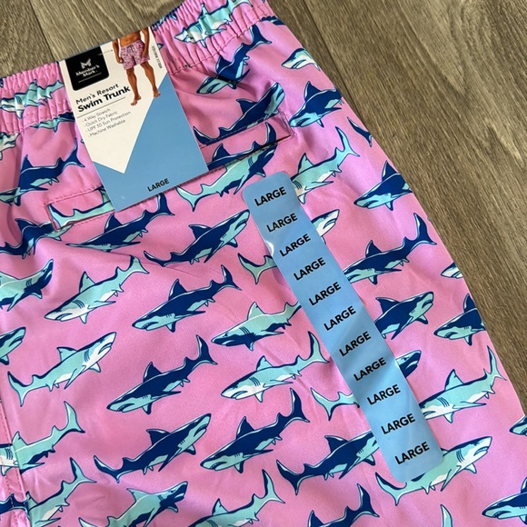 NWT Member’s Mark shark pattern swim trunks men’s sz L - Picture 6 of 7